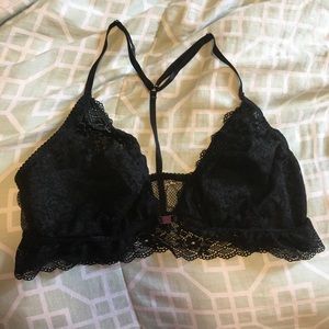 Black lace racer back bralette